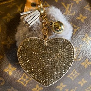 Bag / Purse Heart Pompom Charm #180